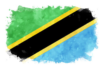 Tanzania National Flag Watercolor Illustration