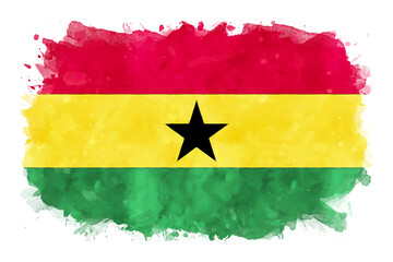 Ghana National Flag Watercolor Illustration