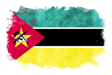 Mozambique National Flag Watercolor Illustration