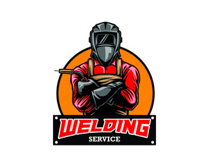 another half body welding mascot