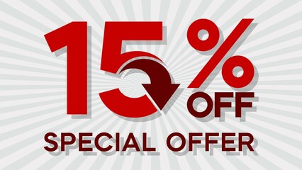 Special offer discount up to 15 percent, banner template design, special offer discount sales promotion. vector template illustration