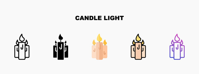 Obraz premium Candles icon designed in outline flat glyph filled line and gradient. Perfect for website mobile app presentation and any other projects. Enjoy this icon for your project.