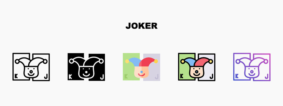 Joker icon designed in outline flat glyph filled line and gradient. Perfect for website mobile app presentation and any other projects. Enjoy this icon for your project.