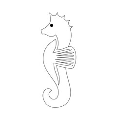Sea Horse drawing vector, continuous single one line art style isolated on white background. Minimalism hand drawn style. White and black