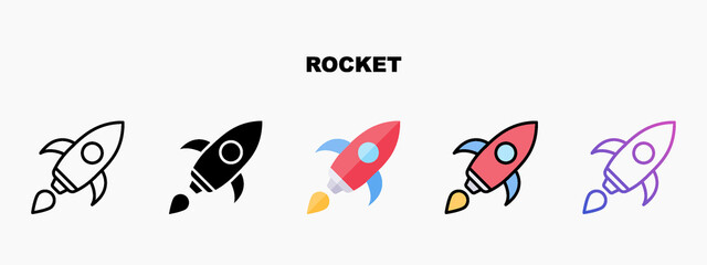 Rocket icon designed in outline flat glyph filled line and gradient. Perfect for website mobile app presentation and any other projects. Enjoy this icon for your project.
