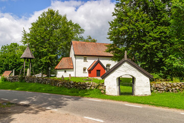 Old church by a country road in Sweden