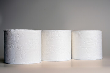 toilet paper close-up isolated on white background