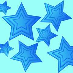 Vector stars on a blue background in papercut style