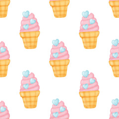 watercolor ice cream seamless pattern.