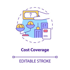 Cost coverage concept icon. Payment compensation. Corporate insurance abstract idea thin line illustration. Isolated outline drawing. Editable stroke. Roboto-Medium, Myriad Pro-Bold fonts used