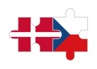 puzzle pieces of denmark and czech republic flags. vector illustration isolated on white background	