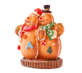 Gingerbread snowmen isolated on white background. Winter character.