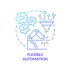 Flexible automation blue gradient concept icon. Programmable automation abstract idea thin line illustration. Isolated outline drawing. Editable stroke. Roboto-Medium, Myriad Pro-Bold fonts used