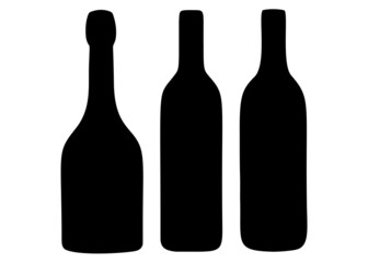 Wine bottles in a set. Vector image.