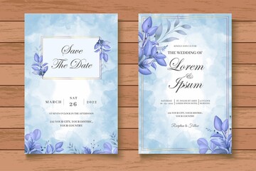 Elegant Hand Drawing Floral Wedding Invitation Card Set