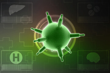 3d rendering Virus bacteria cells in digital background, Medical and Healthcare background