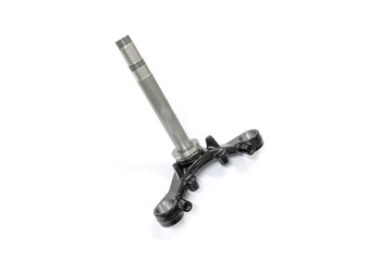 Motorcycle steering stem set on white background, Isolated, Motorcycle maintenance service.
