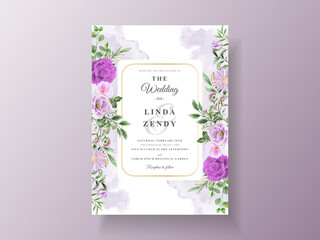 Beautiful floral hand drawn wedding invitation template