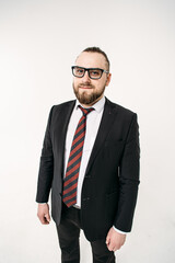 young man, business, sociable speaker, businessman, in a suit, in the studio on a white background.