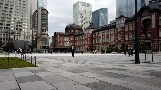 December 2021 in Marunouchi, Chiyoda-ku, Tokyo. Time-lapse video of passers-by at Tokyo Station.
