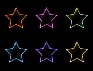 Colorful Glittering Stars In Six Colors