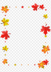 Obraz premium Golden Leaf Background Transparent Vector. Foliage Ground Design. Ocher Nature Plant. Decor Leaves Illustration.