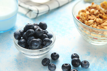 Blueberries on a blue background