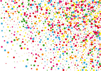 Yellow Circle Paper Background. Confetti Falling Texture. Orange Event Round. Multicolored Random Dot Illustration.