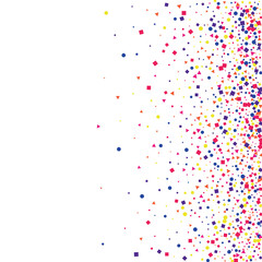 Red Dot Element Illustration. Surprise Circle Background. Yellow Wedding Geometric Isolated. Blue Glitter Confetti.