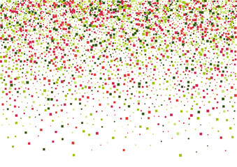 Square Green Fiesta Illustration. Virtual Dot Texture. Red Falling Confetti Frame. Geometric Design Background.