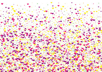 Red February Confetti Wallpaper. Rose Petals Texture. Yellow Heart Drop. Purple Wedding Background. Bright Frame.