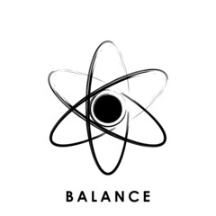 simple abstract logo design of balance symbol with circular brush stroke.