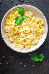 farfalle pasta durum wheat bows form meal snack on the table copy space food background 