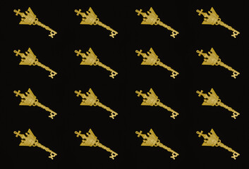 christmas decoration gold key isolated on black-