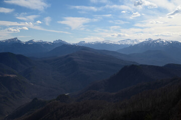View on mountain range in winter - 475539370