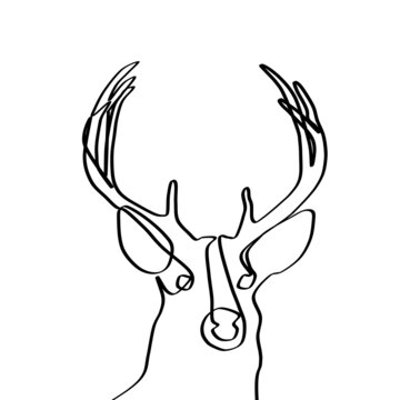 Maral. A deer's head drawn with a single line. An image of a Christmas deer. A festive deer. Background for postcards, banners, covers, albums, mobile screensavers, scrapbooking, advertising, blogs.
