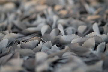 Roses from fabric, texture of gray fabric, background image.