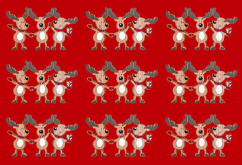 Fototapeta premium Seamless pattern with christmas decoration funy reindeers on background,