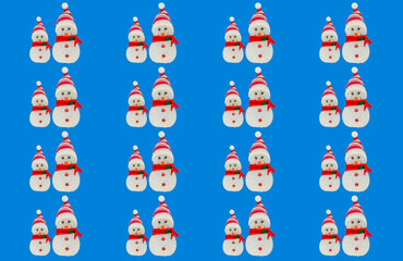 Seamless pattern with  christmas decoration snowman  on  background
