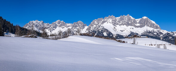 Idyllic winter landscape in Kitzbuehel, Tyrol, Austria
