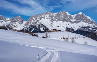 Fototapeta na wymiar Idyllic winter landscape in Austria, Tyrol, Austria