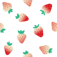 strawberry cartoons pattern design. sweet berry background. The seamless cute vibrant pattern in a girl or baby fashion, Fresh and juicy colorful strawberry fruit in summer. Vector design for fashion.
