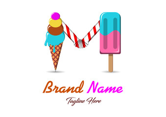 Letter M food logo design template