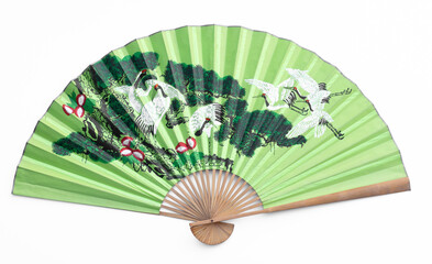 chinese paper fan isolated on white background