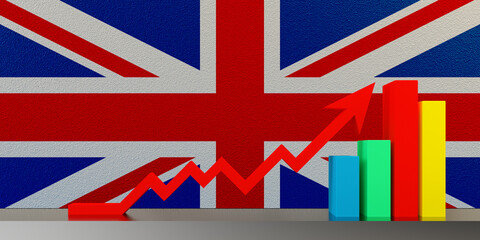 Fototapeta na wymiar British flag and financial markets