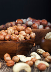 dried cashew nuts on a wooden table