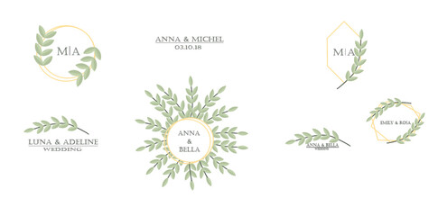 Wedding logos, hand drawn elegant, delicate monogram collection