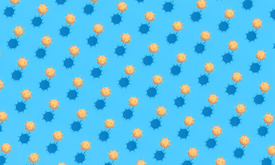 yellow bomb mine on a blue background.