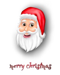 Santan Claus or father Christmas cartoon character face illustration 