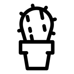 Home Cactus Plant Flat Icon Isolated On White Background